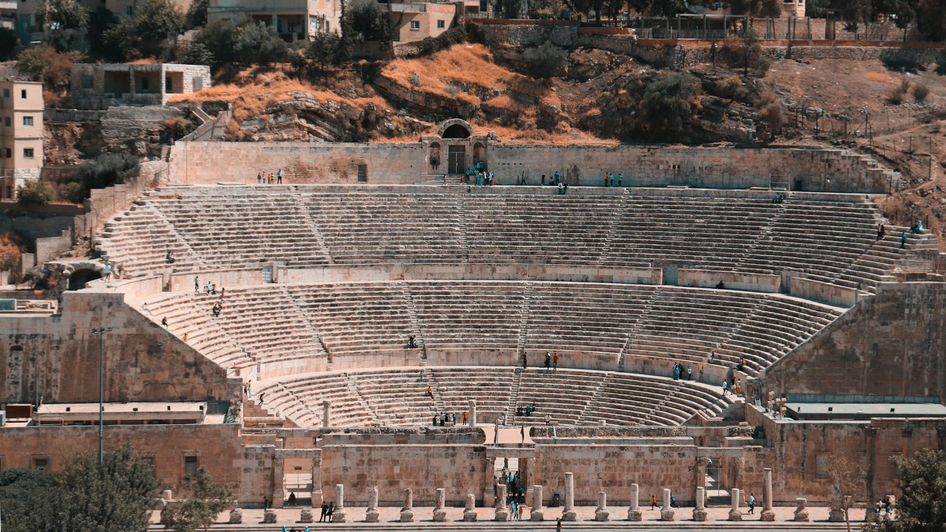 Explore the Roman Theater, a prominent historical site in Amman, Jordan, capturing ancient architecture.