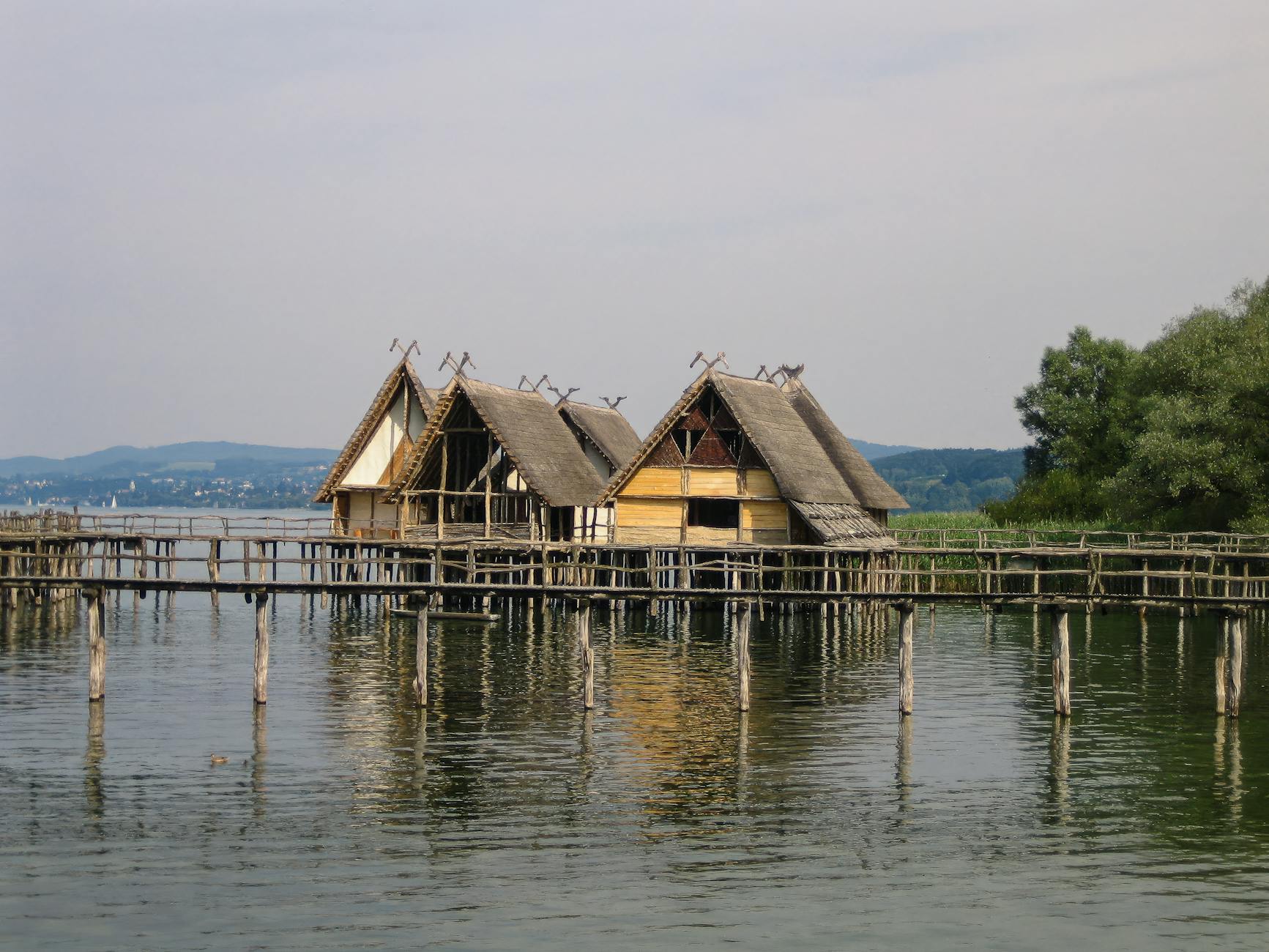 Historic pile dwellings at Lake Constance in Uhldingen-Mühlhofen, Germany.