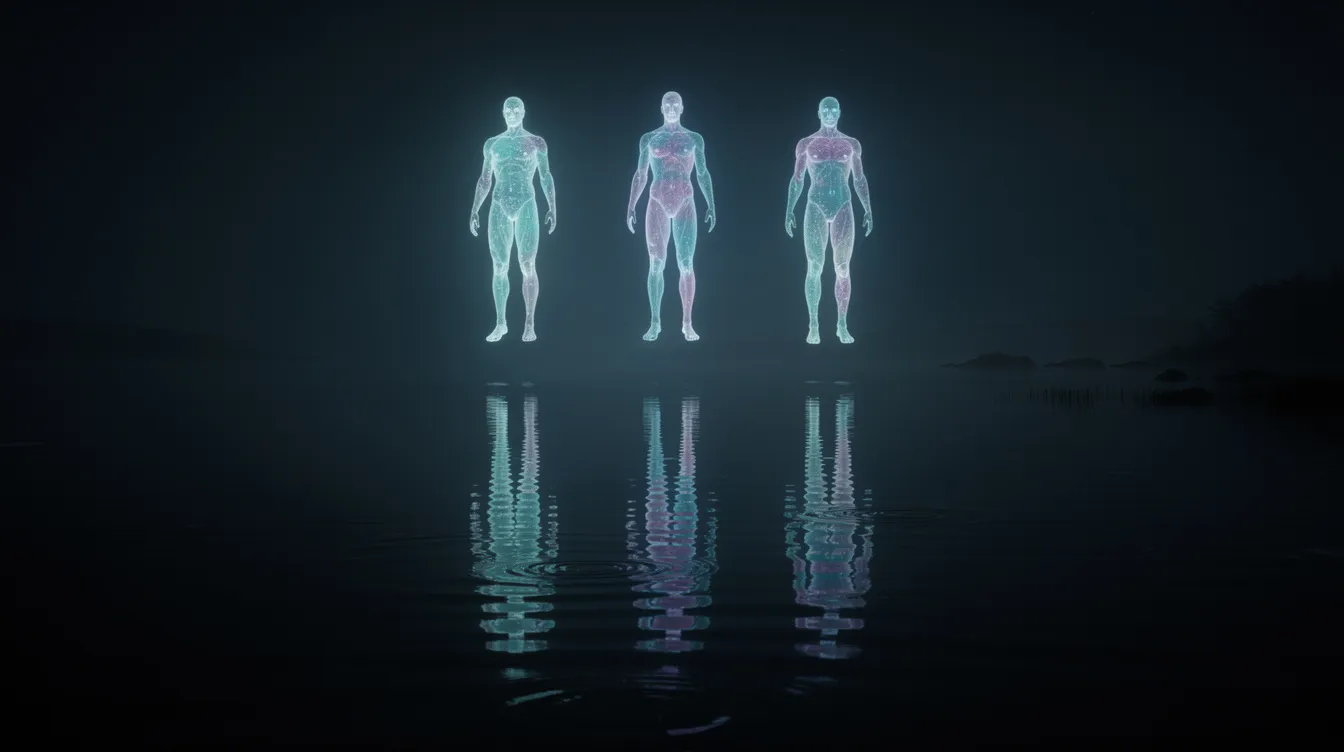 Die leuchtenden, überlebensgroßen Figuren, die über einer Wasserfläche schweben, spiegeln sich im dunklen Wasser und schaffen eine magische Atmosphäre beim Konstanzer Seenachtfest. Diese Lichtkunst ist ein Highlight des Sommerabends und zieht zahlreiche Besucher an die Uferpromenade des Bodensees.